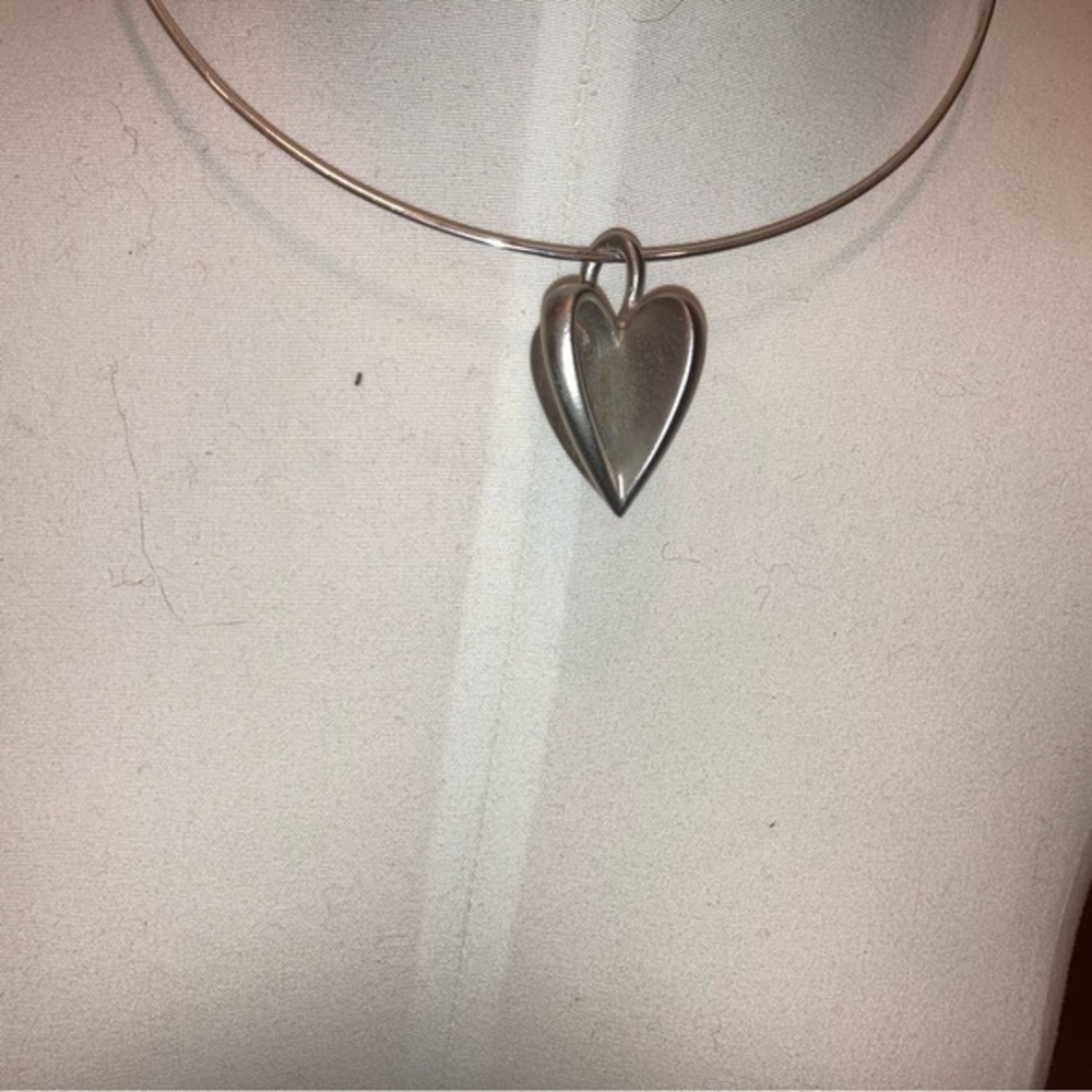 Vintage Brush Nickle Heart Pendant